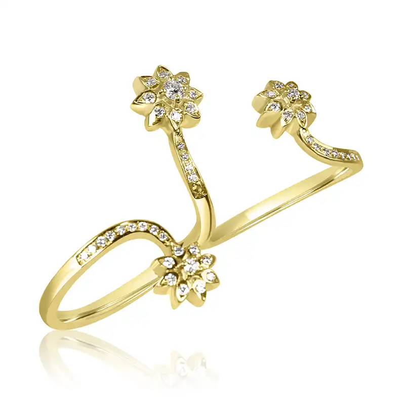 Multi Finger Ring in 18K Yellow Gold Diamond